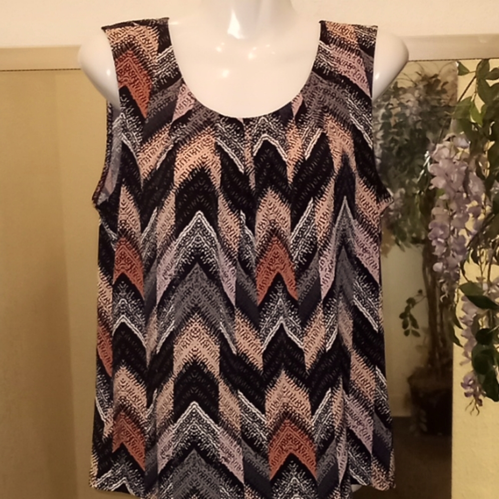 Jones Studio Separates Sleeveless Printed Shell Blouse-#0121